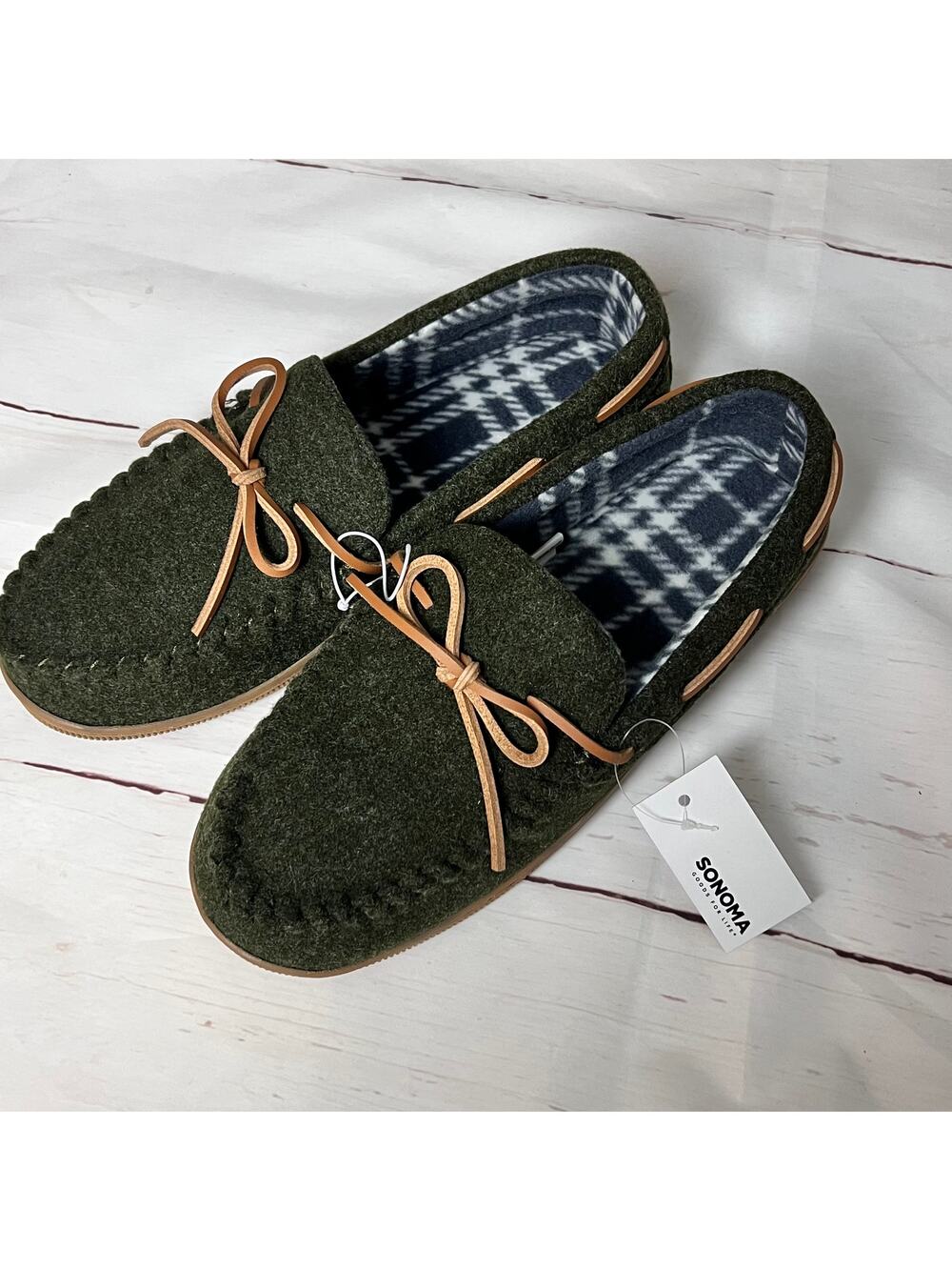 Sonoma  Men's Adult Olive Green  Trapper Moccassin Slippers
